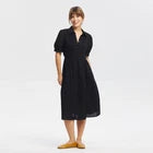 Women Puff Short Sleeve Eyelet Midi Shirtdress - Universal Thread Black MOpens in a new window or tab