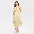 Women Tiered Midi Dress - A New Day Yellow Floral MOpens in a new window or tab