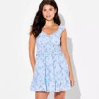 Women Smocked Flutter Sleeve Mini Dress - Wild Fable Blue Floral MOpens in a new window or tab