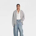 KBB by KAHLANA Women 'The Grandpa Cardi Sweater' - Gray Striped SOpens in a new window or tab