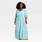 Women Elbow Sleeve Button-Front Lace Trim Maxi Dress - Ava & VivOpens in a new window or tab