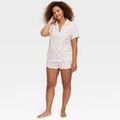 Store Exclusive Women Geo Hearts Short Sleeves and Shorts PajamaOpens in a new window or tab