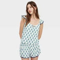 Women Bouquet Pointelle Tank Top and Shorts Pajama Set Blue - RollerOpens in a new window or tab