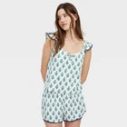 Women Bouquet Pointelle Tank Top and Shorts Pajama Set Blue - RollerOpens in a new window or tab