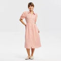 Women Puff Short Sleeve Eyelet Midi Shirtdress - Universal Thread Pink LOpens in a new window or tab