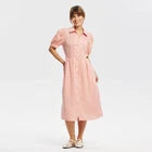 Women Puff Short Sleeve Eyelet Midi Shirtdress - Universal Thread Pink LOpens in a new window or tab