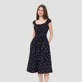 Women Cap Sleeve Boho Midi Dress - Universal Thread Black Floral XSOpens in a new window or tab