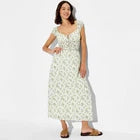 Women Cap Sleeve Smocked Midi Dress - Wild Fable White Floral MOpens in a new window or tab