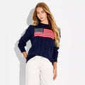 Women Crewneck American Flag Pullover Sweater - Wild Fable™ Navy Blue FlagsOpens in a new window or tab