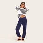 Women High-Rise Sweater Balloon Pants - Parke Navy Blue SOpens in a new window or tab