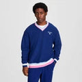 Champion Men Club Sport Striped V-Neck French Terry Pullover - Blue DepthsOpens in a new window or tab