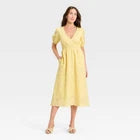 Women Puff Elbow Sleeve Eyelet Midi Empire Waist Dress - A NewOpens in a new window or tab