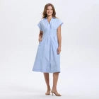 Women Short Sleeve Pleated Midi Shirtdress - A New DayOpens in a new window or tab