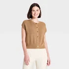 Women Crewneck Cap Sleeve Button-Front Sweater Vest - A New DayOpens in a new window or tab
