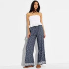 Women Low-Rise Baggy Leg Linen Pull-On Pants - Wild Fable Navy BlueOpens in a new window or tab