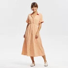 Women Short Sleeve Button-Front Midi Shirtdress - Universal Thread Orange MOpens in a new window or tab