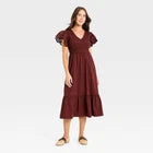 Women Flutter Short Sleeve Smocked Midi A-Line Dress - Universal ThreadOpens in a new window or tab