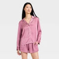 Women Luxury Collection Satin Notch Collar Long Sleeve Shirt and Shorts PajamaOpens in a new window or tab