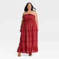 Women Cotton Maxi Pullover Sundress - Universal Thread Red 2XOpens in a new window or tab