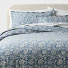 Full/Queen Casual Textured Cotton Printed Duvet Cover and Sham Set Blue -Opens in a new window or tab