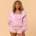 Blogilates Women Mommy & Me Marshmallow Full Zip Hooded Sweatshirt - PinkOpens in a new window or tab