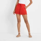 Women High-Rise Eyelet Hem Poplin Pull-On Shorts - Future CollectiveOpens in a new window or tab