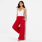 Women Low-Rise Baggy Leg Linen Pull-On Pants - Wild Fable Red LOpens in a new window or tab