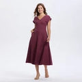Women Short Sleeve V-Neck Midi A-Line Dress - A New DayOpens in a new window or tab