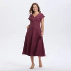 Women Short Sleeve V-Neck Midi A-Line Dress - A New DayOpens in a new window or tab