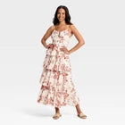 Women V-Neck Tiered Ruffle Maxi Dress - A New Day Cream/Brown FloralOpens in a new window or tab