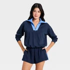 Women Airy Sleek Pique 1/2 Zip Bubble Hem Pullover Sweatshirt - AllOpens in a new window or tab
