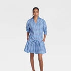 KBB by KAHLANA Women 'The Apron Shirt Dress' - Purple Plaid LOpens in a new window or tab
