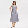 Women Twist-Front Midi Dress - A New Day Blue Gingham Check MOpens in a new window or tab