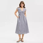 Women Twist-Front Midi Dress - A New Day Blue Gingham Check MOpens in a new window or tab