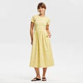 Women Short Sleeve Lace Trim Knit Dress - Universal Thread Yellow FloralOpens in a new window or tab