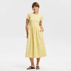 Women Short Sleeve Lace Trim Knit Dress - Universal Thread Yellow FloralOpens in a new window or tab